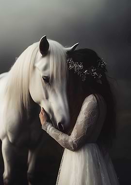 Woman and White Horse