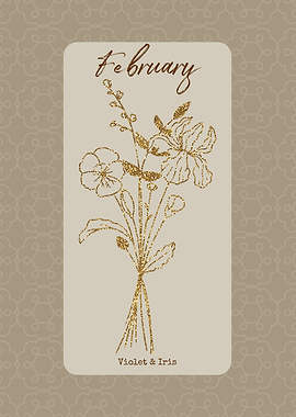 February Birth Month Flower Violet and Iris