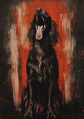 Black Dog with Open Mouth