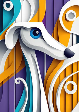 Colorful Dog Papercut Art