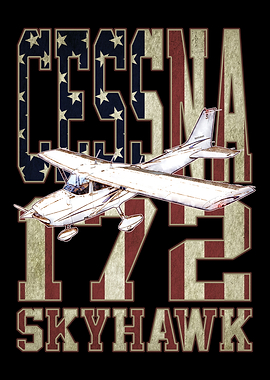 Cessna 172 Skyhawk Aircraft with Vintage United States Flag