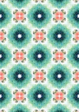Teal and Coral Geometric Pattern