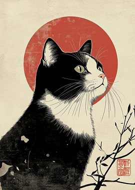 Japanese Cat Art Print