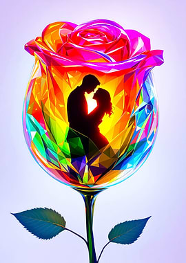 Silhouette Couple in Rose