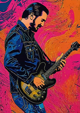 James Burton Guitarist in Blue