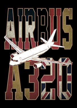 Airbus a320 Jetliner Aircraft with Consortium Countries Vintage Flags of France, Germany, Spain and United Kingdom