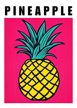 Pineapple Pop Art Minimalist Kitchen Poster