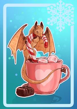 Dragon with Candy Cane in Mug