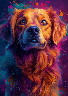 Golden Retriever Pop Art Portrait