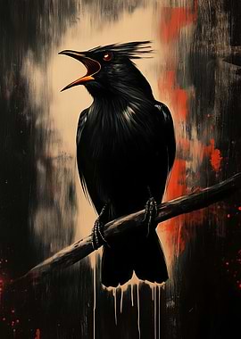 Black Raven with Red Eyes