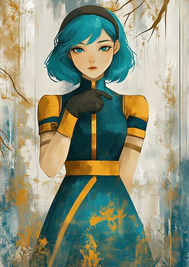 Anime Girl in Teal Dress