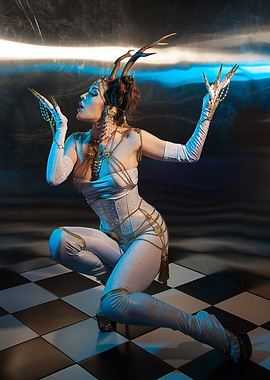 White & Gold Antler Costume