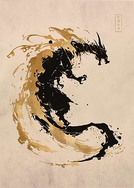 Black Dragon Ink Art