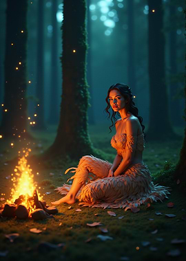Forest Nymph by the Fire