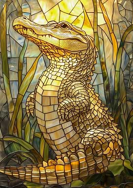 Stained Glass Alligator
