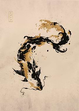 Black and Gold Koi Fish