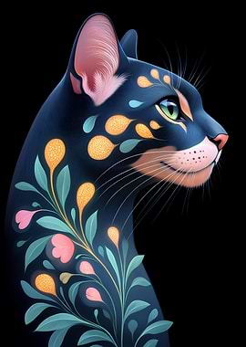 Floral Bengal Cat Portrait