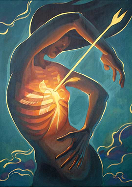 Golden Arrow Through Heart