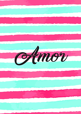Amor Watercolor Stripes