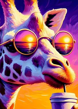 Giraffe Sunset Chill