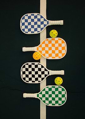 Checkered Paddleball Set