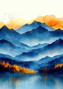 Blue Mountain Watercolor