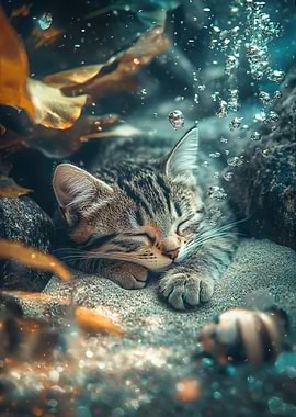 Sleeping Cat Underwater