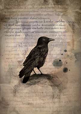 Raven on Old Manuscript