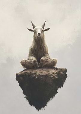 Meditating Goat on a Cliff