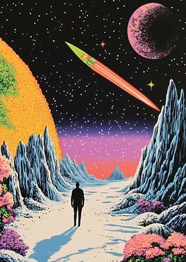 Spaceman on Alien Planet