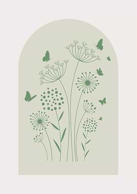 Minimalist Green Floral Illustration