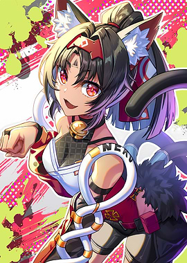 Cat Girl with Red Eyes