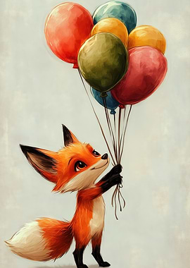 Fox with Balloons
