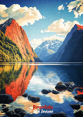 Piopiotahi New Zealand Art Poster