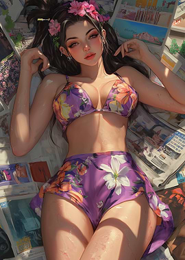 Floral Bikini Illustration