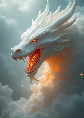 White Dragon in Clouds
