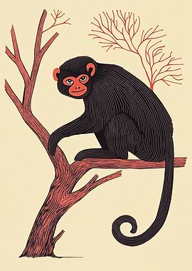 Black Monkey on Branch