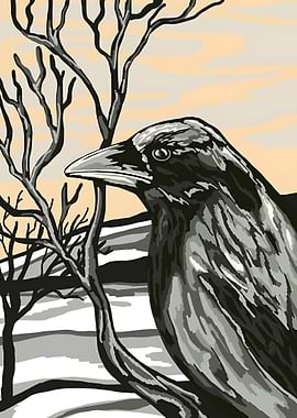 Raven on Branch