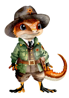 Salamander Sheriff Watercolor