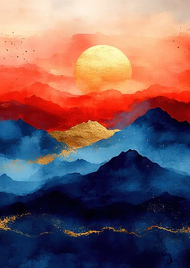 Golden Sunset Mountains