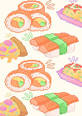 Pixel Art Sushi & Pizza