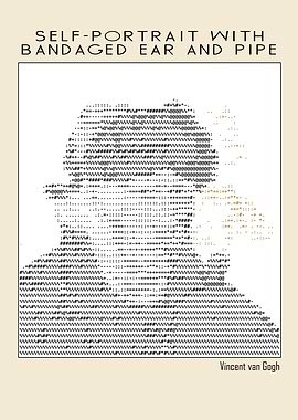 Self-Portrait with Bandaged Ear and Pipe – Vincent van Gogh ascii art