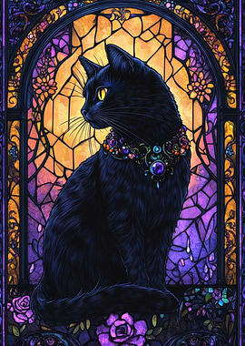 Black Cat Stained Glass