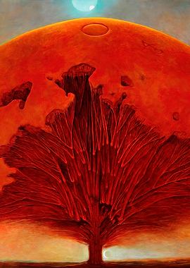 Red Tree Under a Red Moon by Zdzislaw Beksinsk