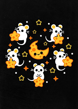 Cute Mice and Cheese Moon