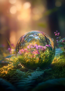 Verdant Orb with Purple Flowers