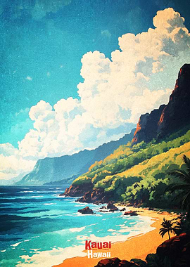 Kauai Hawaii Art Poster