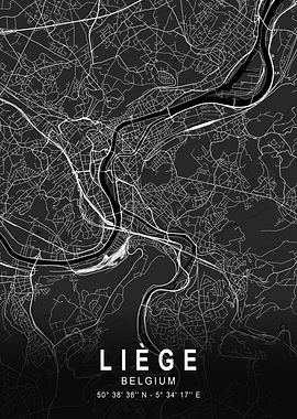 Liège Dark City Map