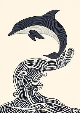 Dolphin Leaping Wave