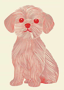 Red Line Dog Illustration